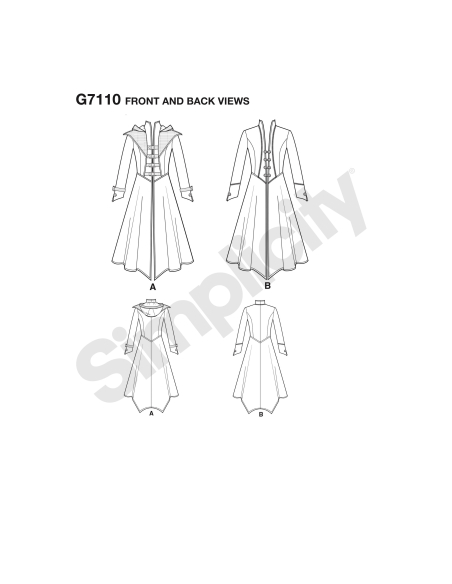 Patron Simplicity 8769.R5 - Manteau Cosplay pour femmes
