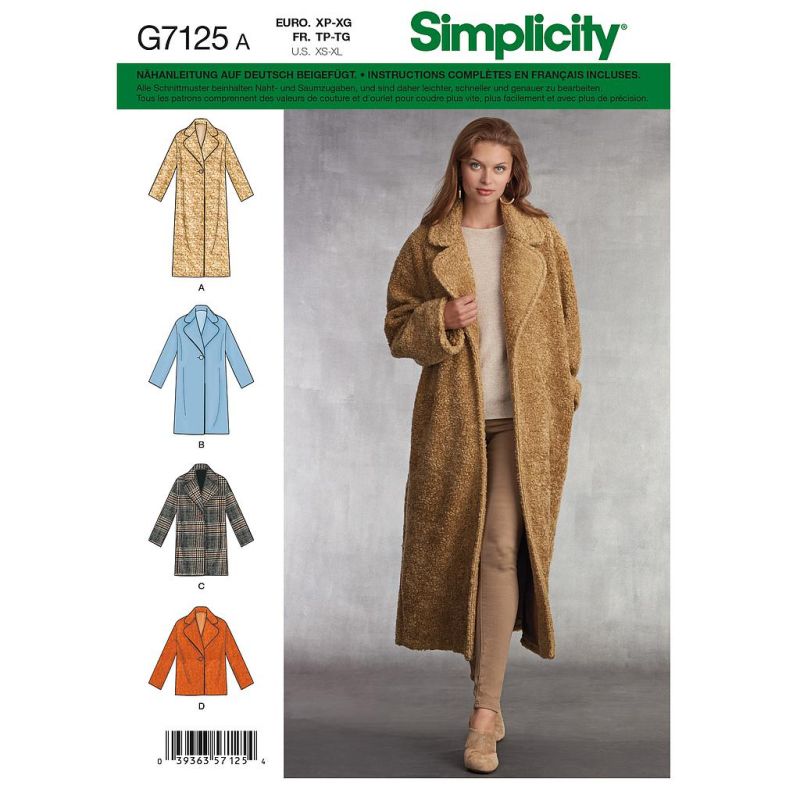 Patron Simplicity 8797.A - Manteau doublé ample pour femmes