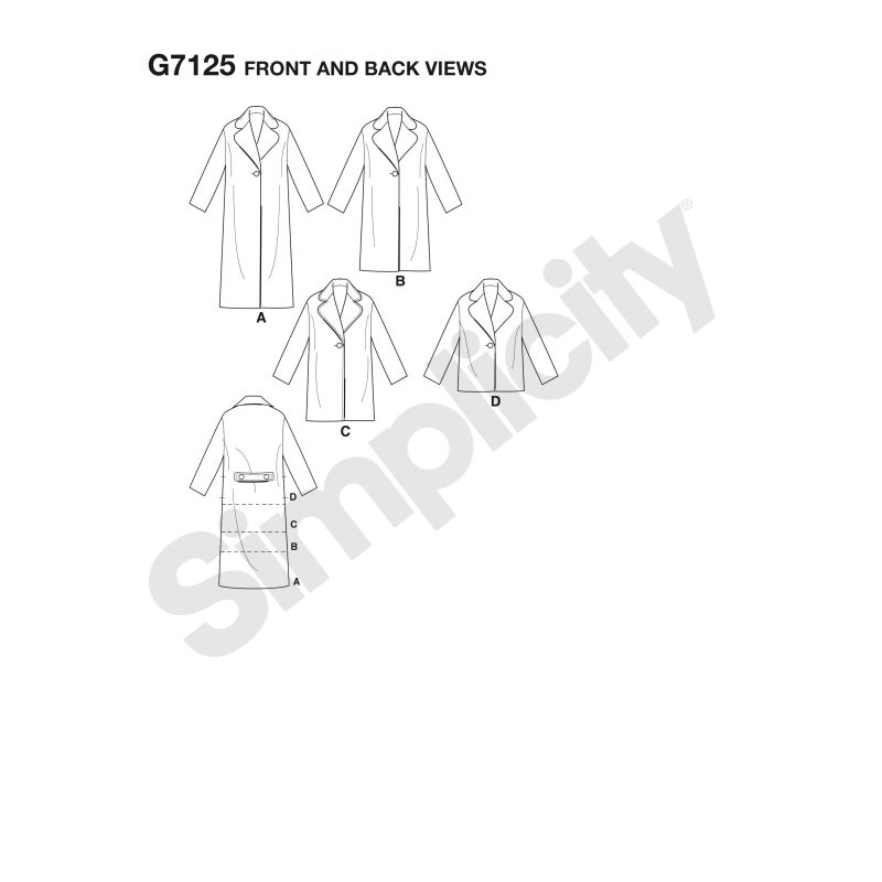 Patron Simplicity 8797.A - Manteau doublé ample pour femmes