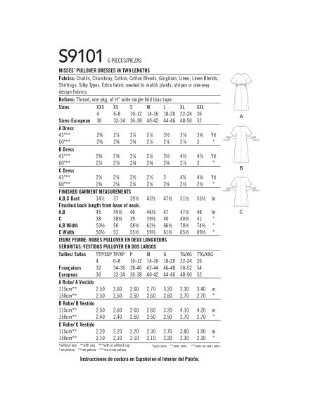Patron Simplicity 9101.A - Robe femme oversize