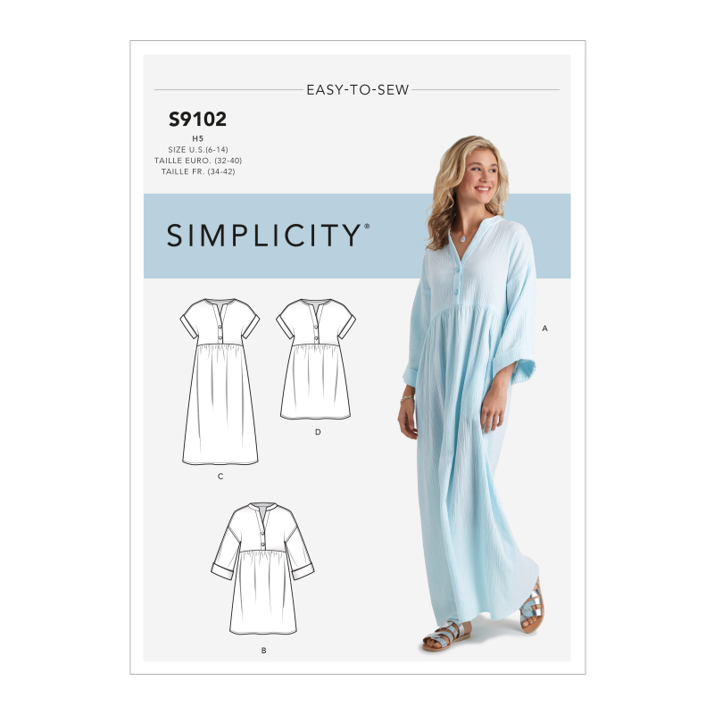 Patron Simplicity 9102.H5 - Robe femme caftan