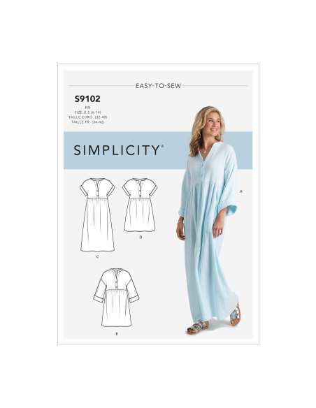 Patron Simplicity 9102.H5 - Robe femme caftan