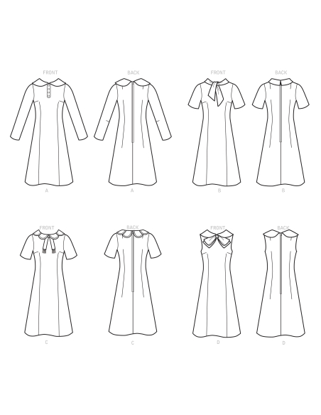 Patron Simplicity 9104.R5 - Robe Vintage rétro Sixties différents cols