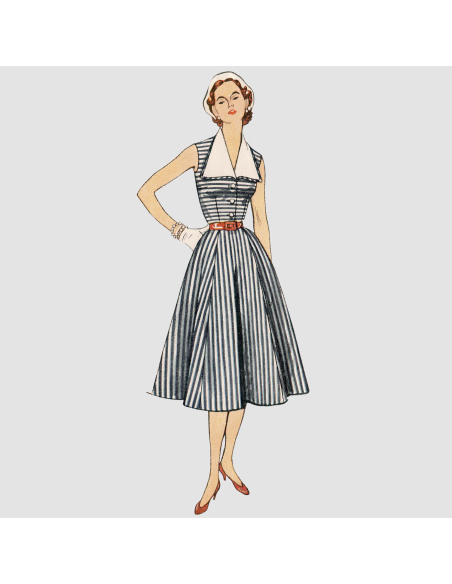Patron Simplicity 9105.H5 - Robe Vintage rétro Fifties au col à revers détachable