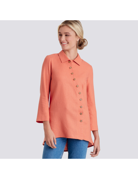 Patron Simplicity 9106.AA - Chemisier femme Mao et boutonnière diagonale