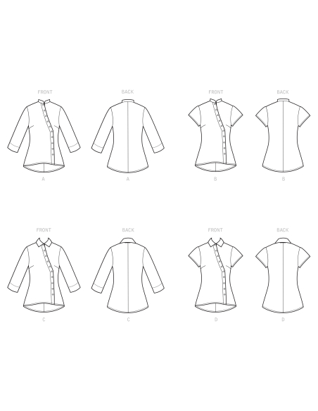 Patron Simplicity 9106.AA - Chemisier femme Mao et boutonnière diagonale