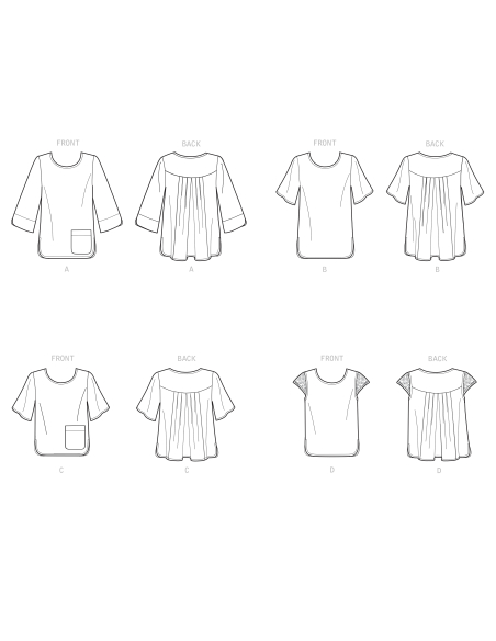 Patron Simplicity 9107.A - Blouse femme droite dos à plis plats