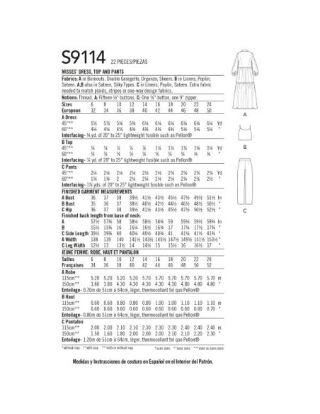 Patron Simplicity 9114.H5 - Ensemble femme Veste longue, pantalon & Top par Mimi G. style