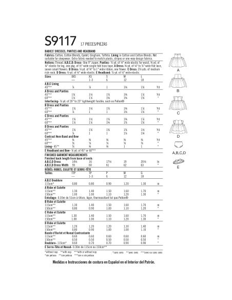 Patron Simplicity 9117.A - Robe princesse bébéf ille bloomer & headband