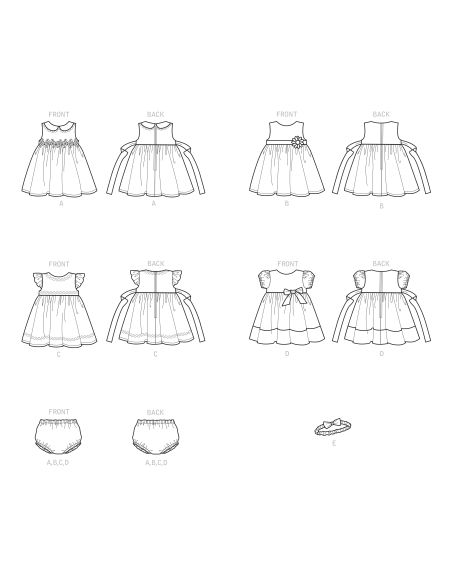 Patron Simplicity 9117.A - Robe princesse bébéf ille bloomer & headband