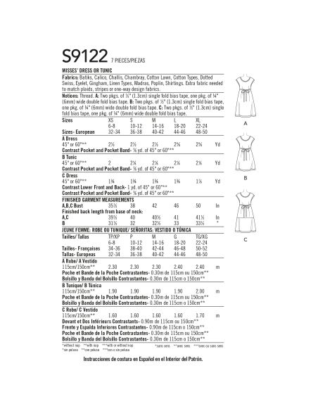 Patron Simplicity 9122.A - Tunique et robe femme 'granny chic'