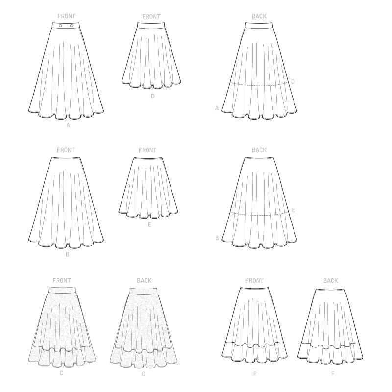 Patron Simplicity 9123.H5 - Jupe à godets femme évasée