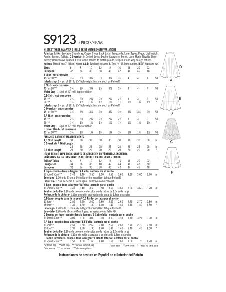 Patron Simplicity 9123.H5 - Jupe à godets femme évasée