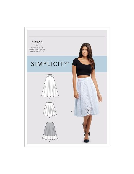 Patron Simplicity 9123.R5 - Jupe à godets femme évasée