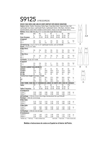Patron Simplicity 9125.A - Robe longue & combinaison femme