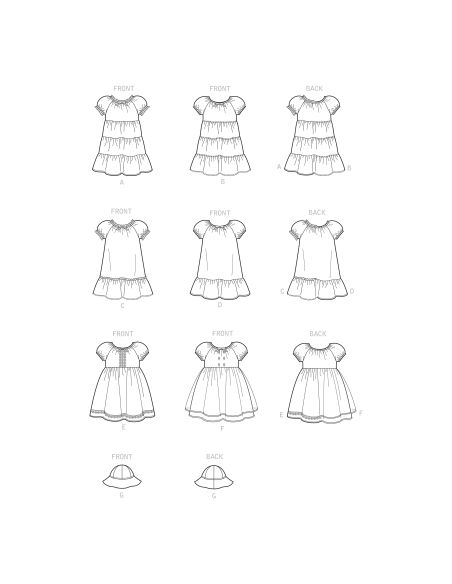 Patron Simplicity 9126.AA - Robe fillette manches raglan bouffantes et chapeau