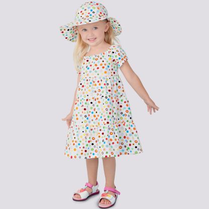 Patron Simplicity 9126.BB - Robe fillette manches raglan bouffantes et chapeau 2