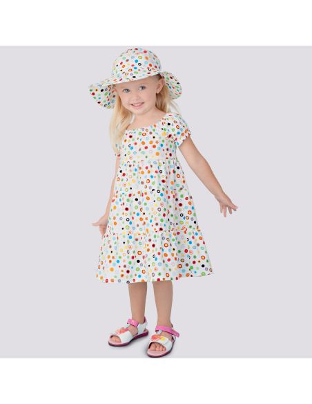 Patron Simplicity 9126.BB - Robe fillette manches raglan bouffantes et chapeau
