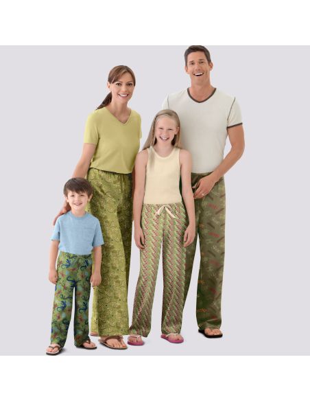 Patron Simplicity 9129.A - Pantalon de pyjama famille