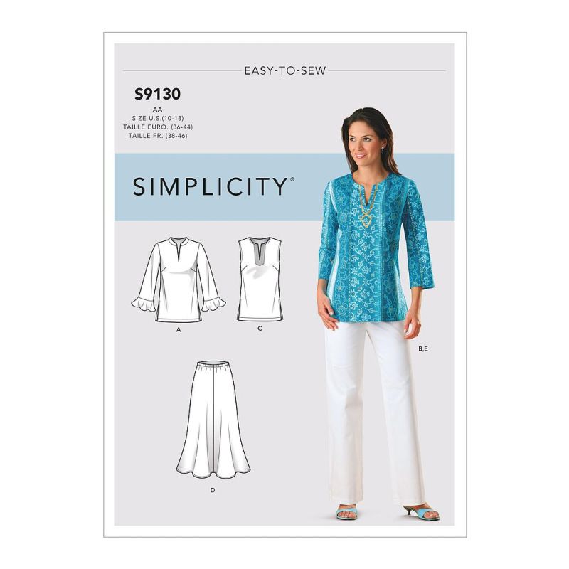 Patron Simplicity 9130.BB - Ensemble Tunique pantalon ou jupe femme