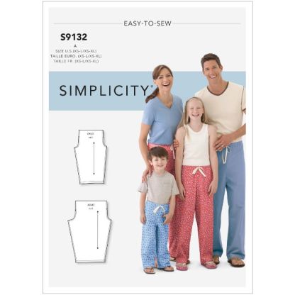 Patron Simplicity 9132.A - Pantalon de Pyjama pour toute la famille