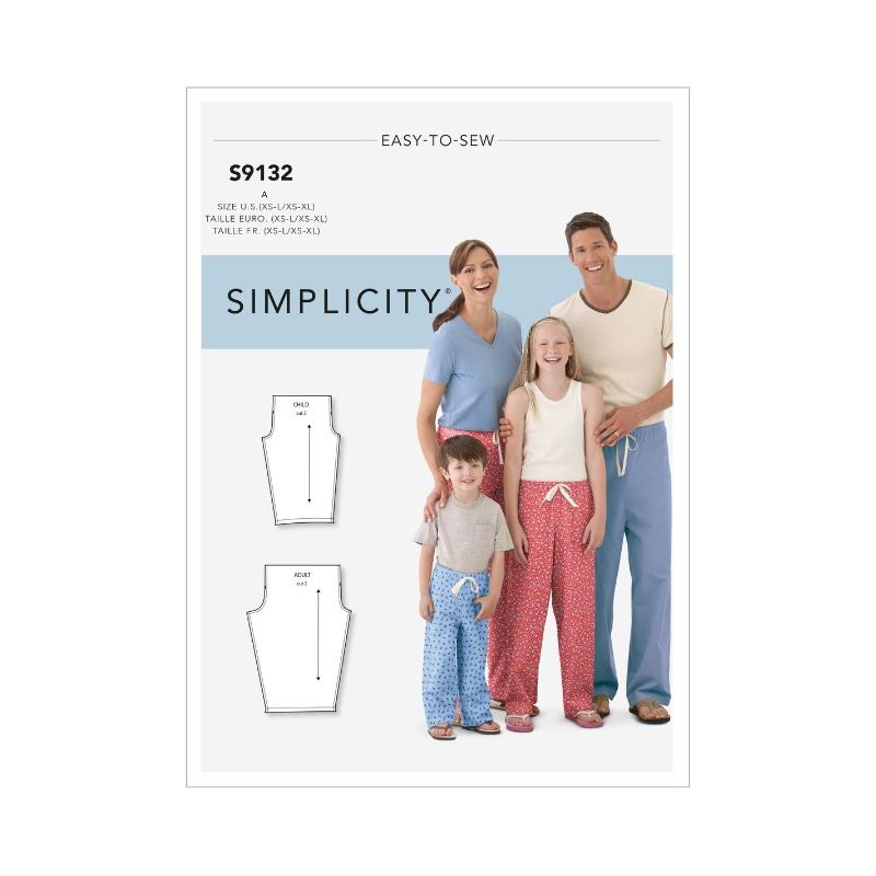 Patron Simplicity 9132.A - Pantalon de Pyjama pour toute la famille