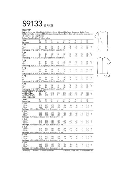 Patron Simplicity 9133.U5 - Blouse femme facile déclinable