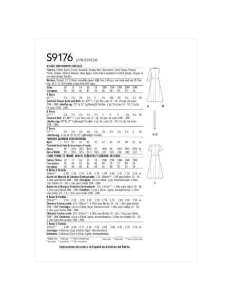 Patron Simplicity 9176.AA - Robe avec haut ajusté et bas évasé