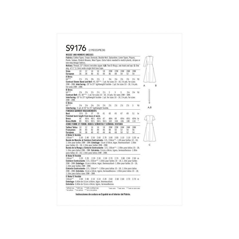 Patron Simplicity 9176.BB - Robe avec haut ajusté et bas évasé