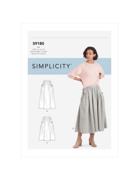 Patron Simplicity 9180.U5 - Jupe longue froncée taille et ample