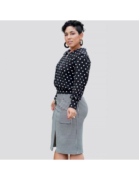 Patron Simplicity 9182.H5 Ensemble Top en maille 1 2 zip et Jupe avec fente au