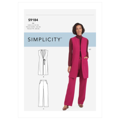 Patron Simplicity 9184.AA - Ensemble Veste sans manche et Pantalon droit