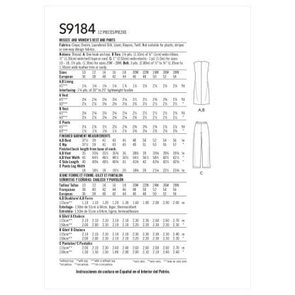 Patron Simplicity 9184.AA - Ensemble Veste sans manche et Pantalon droit 2