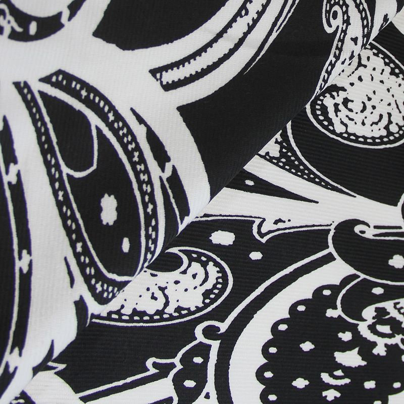 Velours milleraies coton & élasthanne - Cachemire noir & blanc