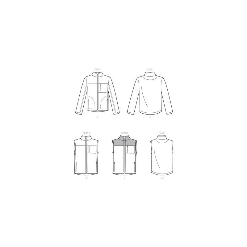 Patron Simplicity 9191.A - Blouson Homme et Bodywarmer zippé à col droit