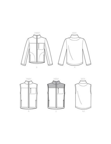Patron Simplicity 9191.A - Blouson Homme et Bodywarmer zippé à col droit