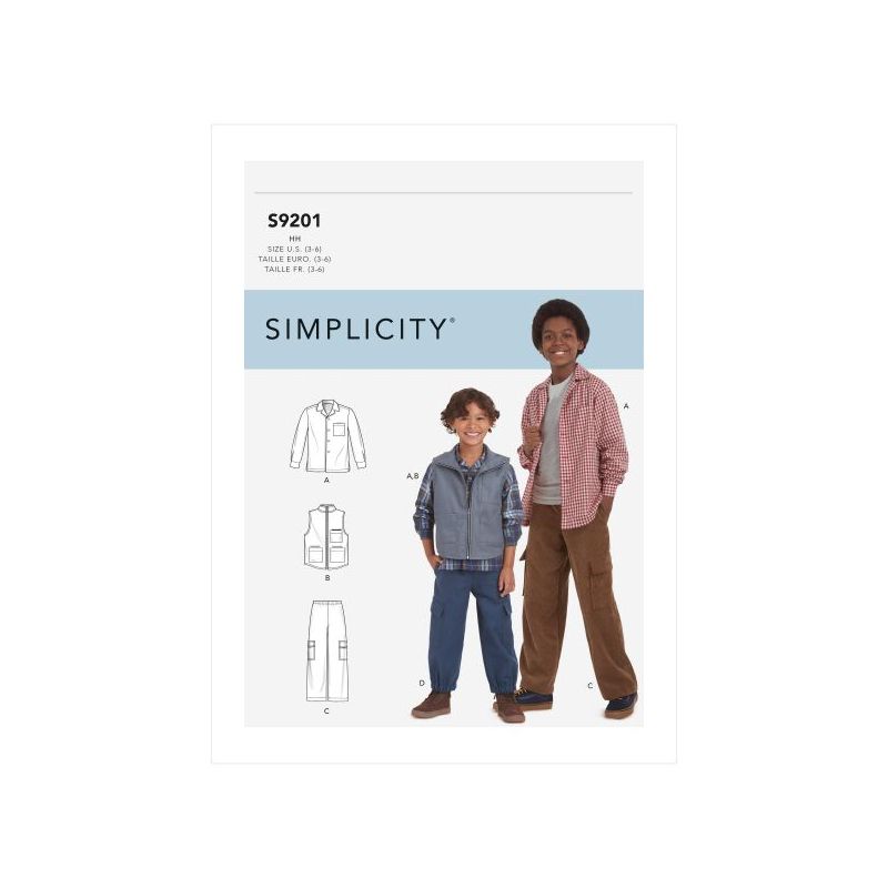 Patron Simplicity 9201.HH - Ensemble Enfant Garçon, Veste, chemise et pantalon