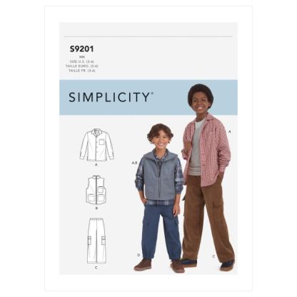 Patron Simplicity 9201.K5 - Ensemble Enfant Garçon, Veste, chemise et pantalon