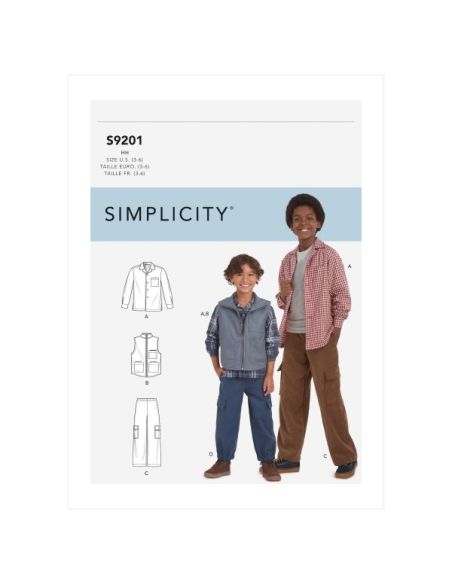 Patron Simplicity 9201.K5 - Ensemble Enfant Garçon, Veste, chemise et pantalon