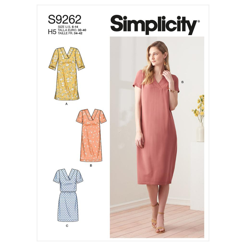 Patron Simplicity 9262.H5 - Robe droite, décolleté V