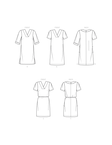 Patron Simplicity 9262.U5 - Robe droite, décolleté V