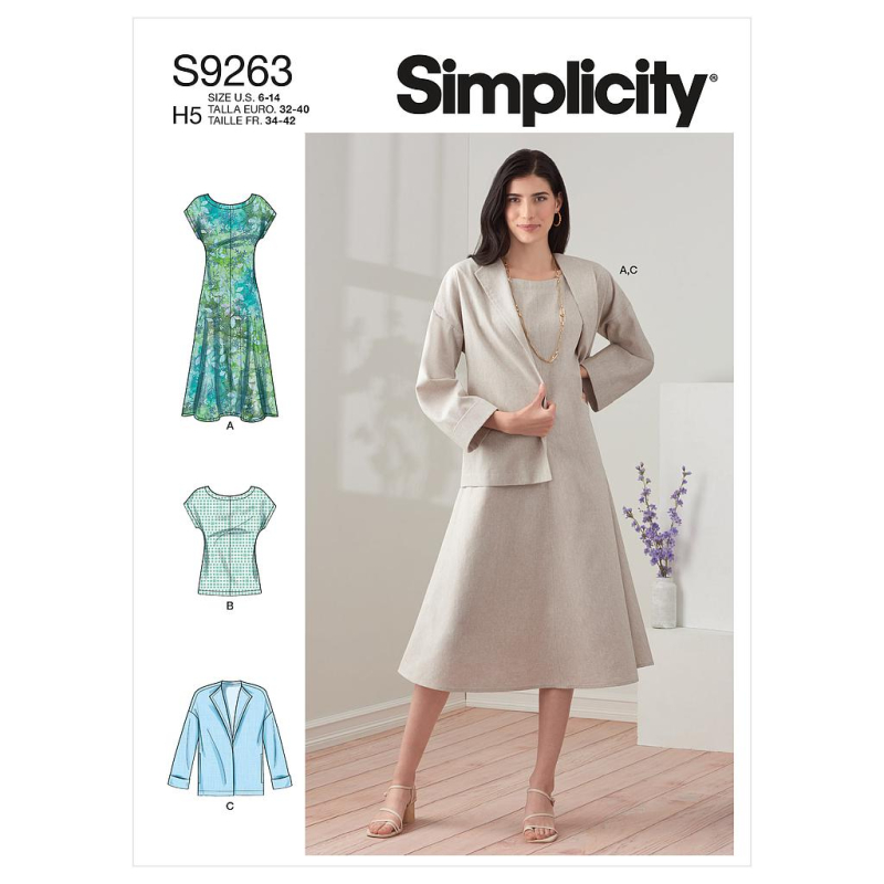 Patron Simplicity 9263.H5 - Ensemble Robe, Veste et Top Femme