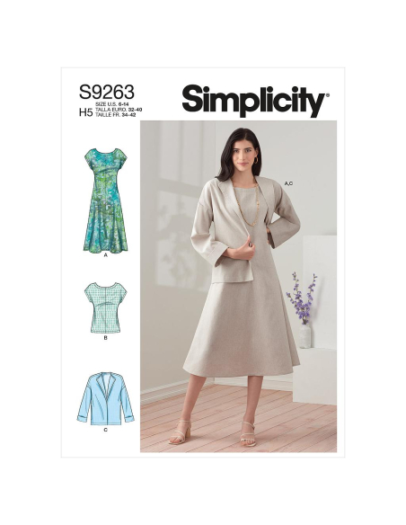 Patron Simplicity 9263.H5 - Ensemble Robe, Veste et Top Femme