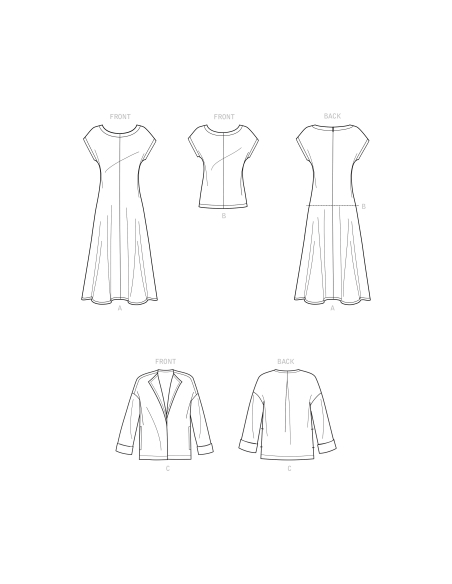 Patron Simplicity 9263.H5 - Ensemble Robe, Veste et Top Femme