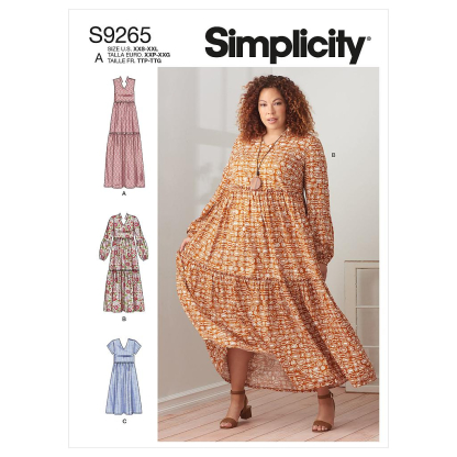 Patron Simplicity 9265.A - Robe ample à étage, froncée sous-poitrine
