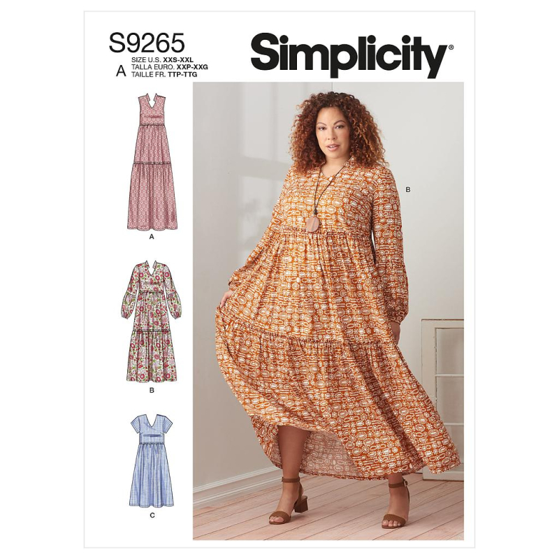 Patron Simplicity 9265.A - Robe ample à étage, froncée sous-poitrine