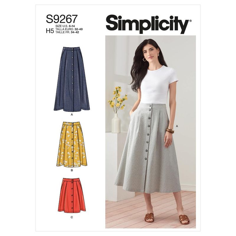 Patron Simplicity 9267.H5 - Jupe évasée, boutonnage devant