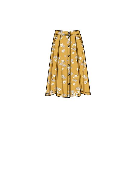 Patron Simplicity 9267.H5 - Jupe évasée, boutonnage devant