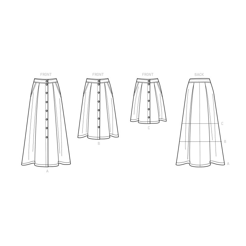 Patron Simplicity 9267.H5 - Jupe évasée, boutonnage devant