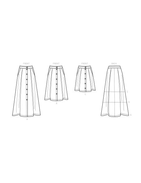 Patron Simplicity 9267.U5 - Jupe évasée, boutonnage devant